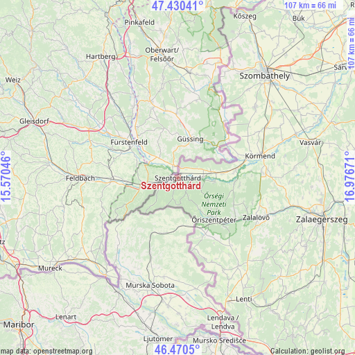 Szentgotthárd on map