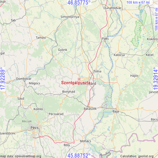 Szentgálpuszta on map