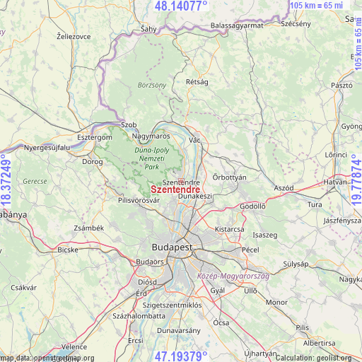 Szentendre on map