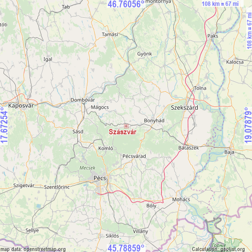 Szászvár on map