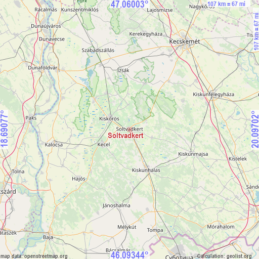 Soltvadkert on map