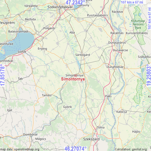 Simontornya on map