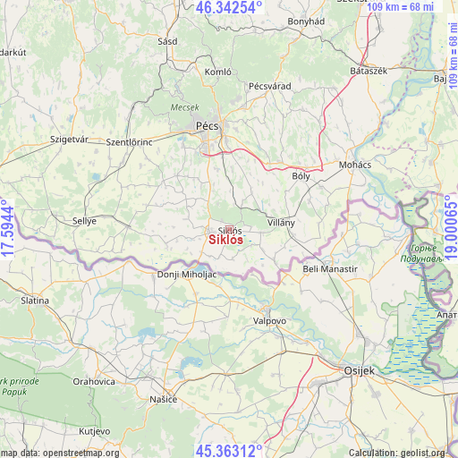 Siklós on map