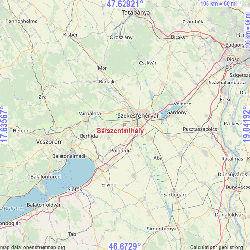 Sárszentmihály on map