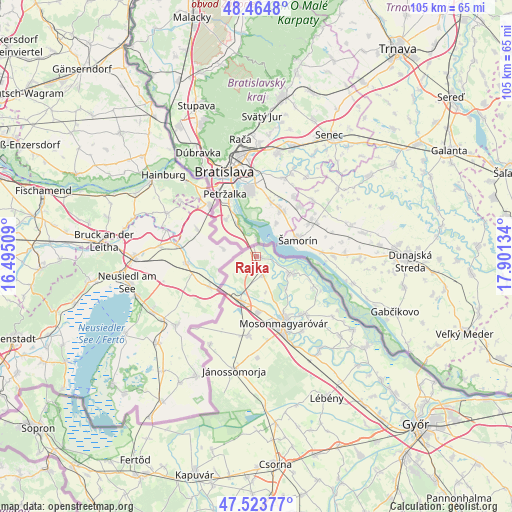 Rajka on map