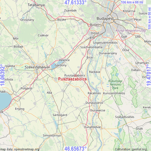 Pusztaszabolcs on map