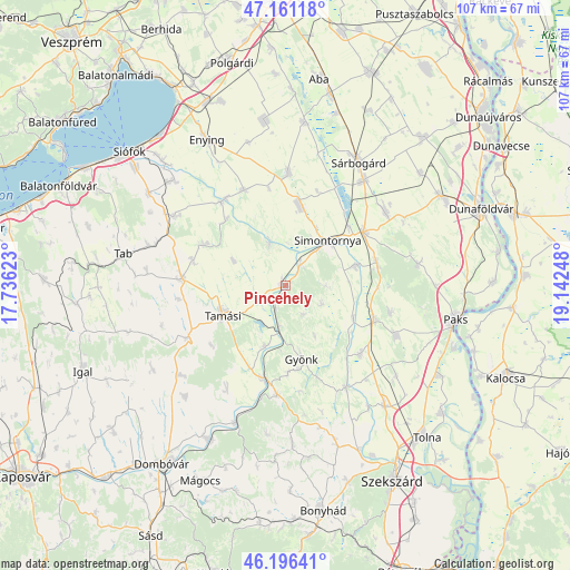 Pincehely on map