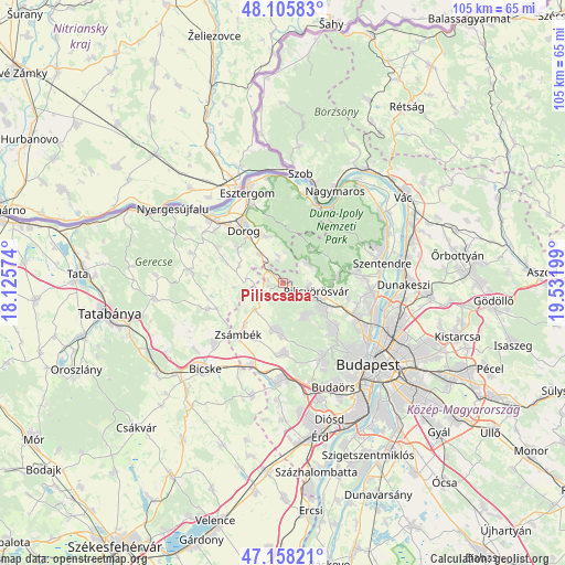 Piliscsaba on map