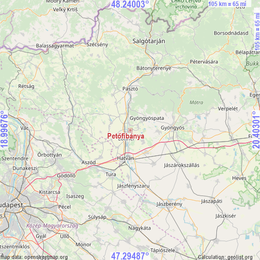 Petőfibánya on map