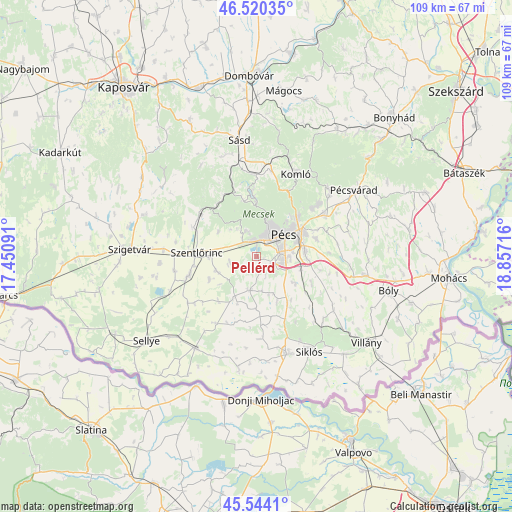 Pellérd on map