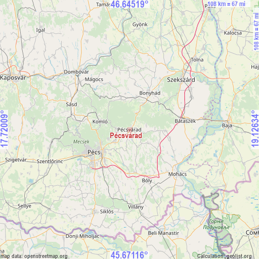 Pécsvárad on map