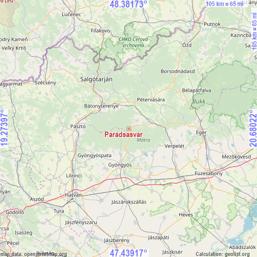 Parádsasvár on map