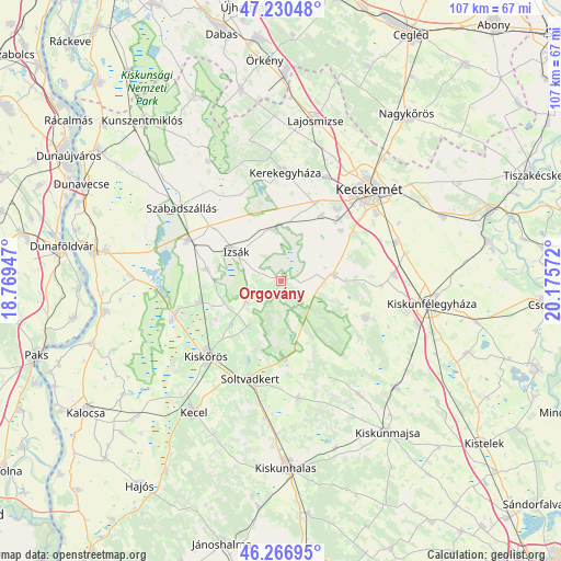 Orgovány on map