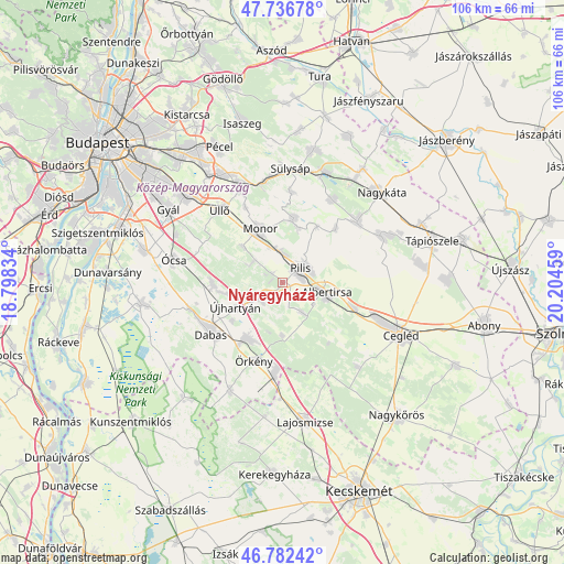 Nyáregyháza on map