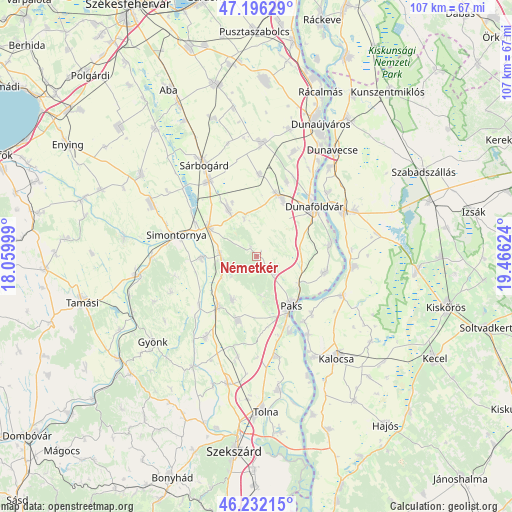 Németkér on map