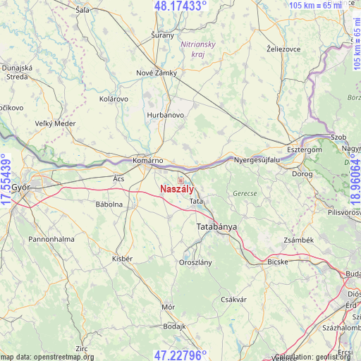 Naszály on map