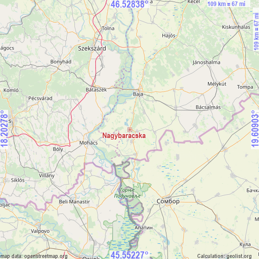 Nagybaracska on map