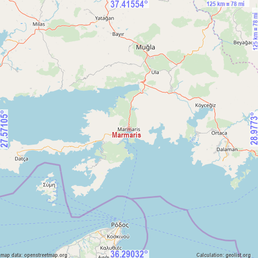 Marmaris on map