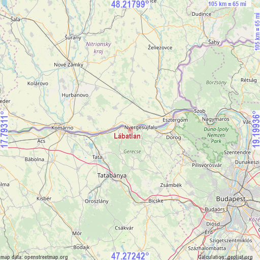Lábatlan on map