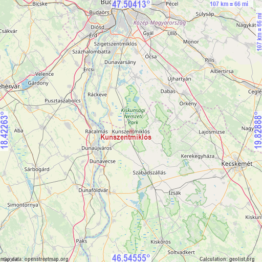 Kunszentmiklós on map