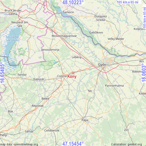 Kóny on map