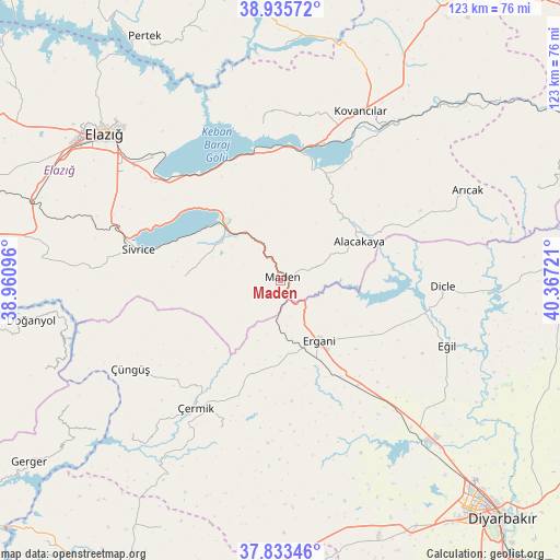 Maden on map