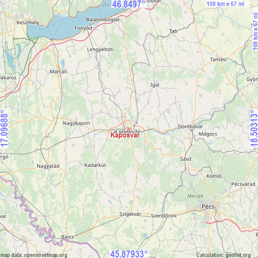 Kaposvár on map
