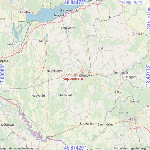 Kaposmérő on map