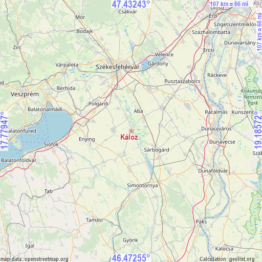 Káloz on map