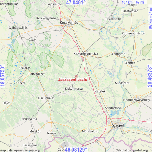 Jászszentlászló on map