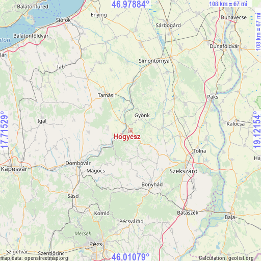 Hőgyész on map