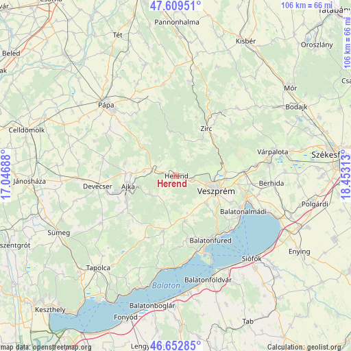 Herend on map