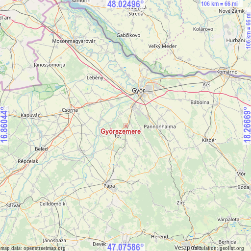 Győrszemere on map
