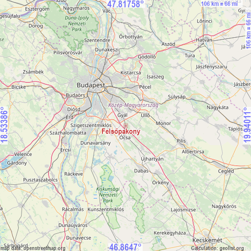 Felsőpakony on map