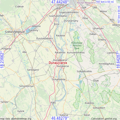 Dunaújváros on map