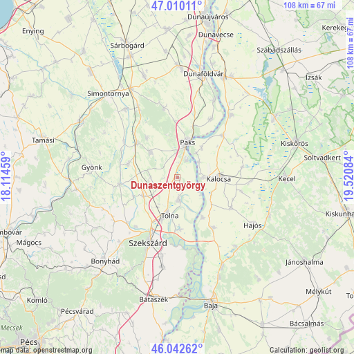 Dunaszentgyörgy on map