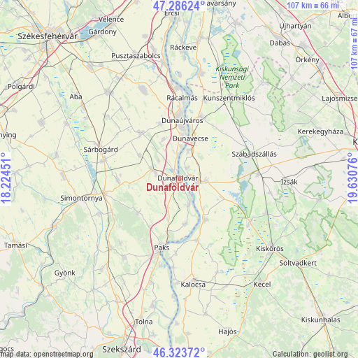 Dunaföldvár on map