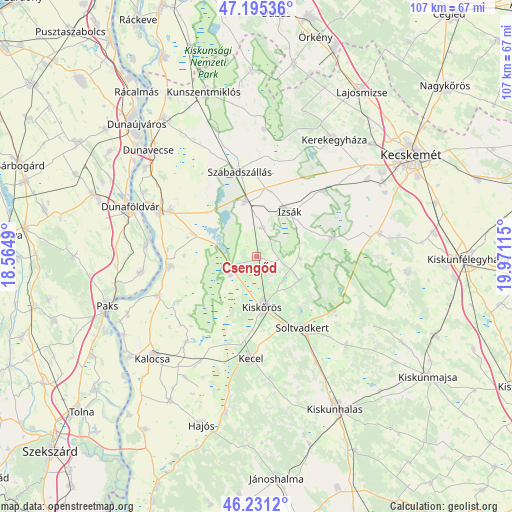 Csengőd on map