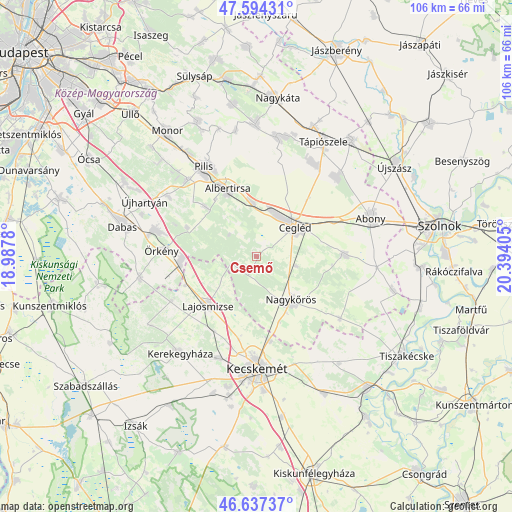 Csemő on map