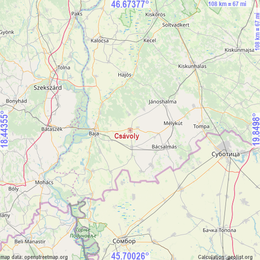 Csávoly on map