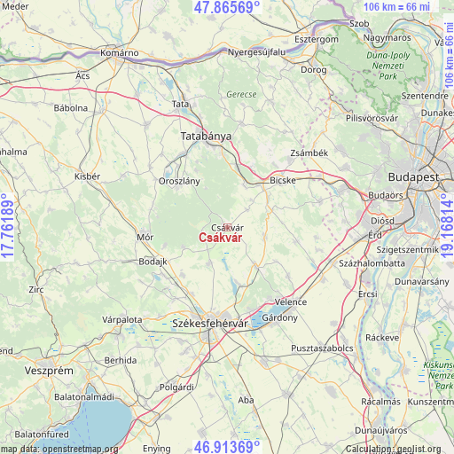 Csákvár on map