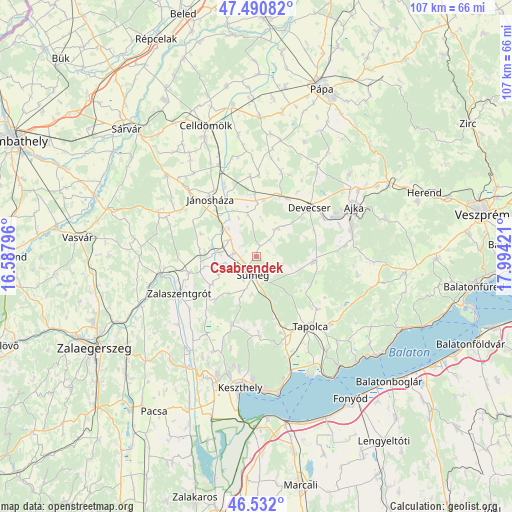 Csabrendek on map