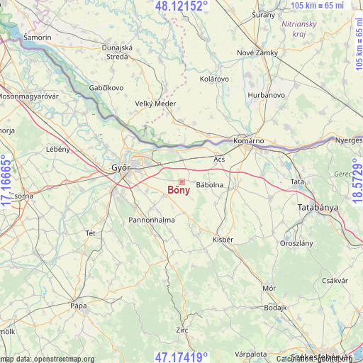 Bőny on map