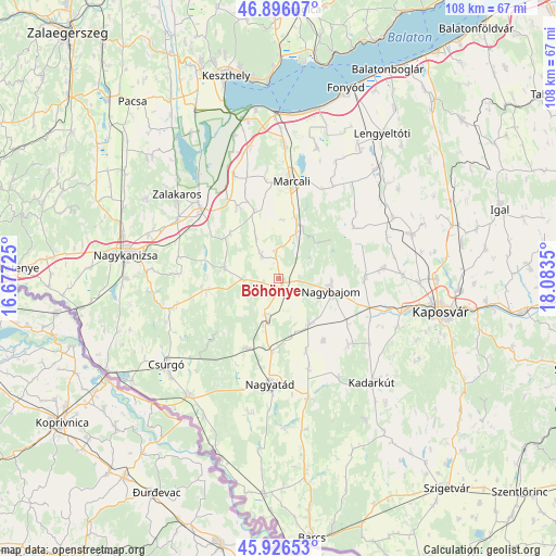 Böhönye on map