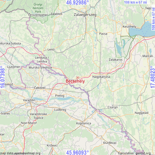 Becsehely on map