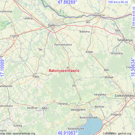 Bakonyszentlászló on map