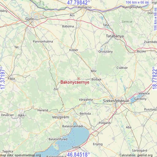 Bakonycsernye on map