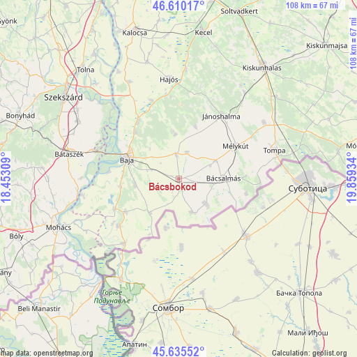 Bácsbokod on map