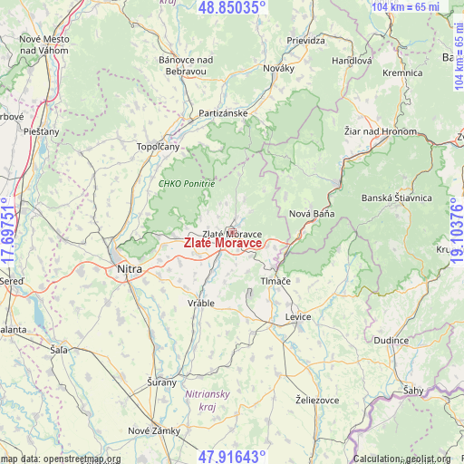 Zlaté Moravce on map