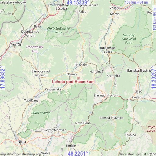 Lehota pod Vtáčnikom on map